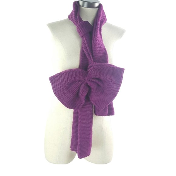 Large Bow Knit Scarf Purple nwt Blossom Boutique - Picture 1 of 9